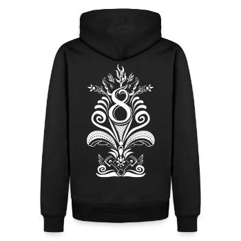Kurbits V8 No:2 - white - Men’s Premium Organic Hoodie - black - Back - Nico (187cm)