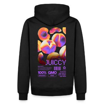 Juicy Glow - Männer Premium Bio Hoodie - Schwarz - Hinten - Nico (187cm)