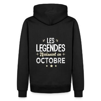 légendes naissent en octobre anniversaire - Sweat à capuche Premium bio Homme - noir - Dos - Nico (187cm)