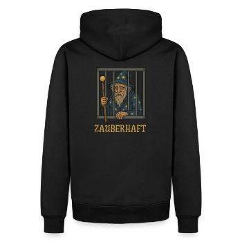 ZAUBERHAFT - Männer Premium Bio Hoodie - Schwarz - Hinten - Nico (187cm)