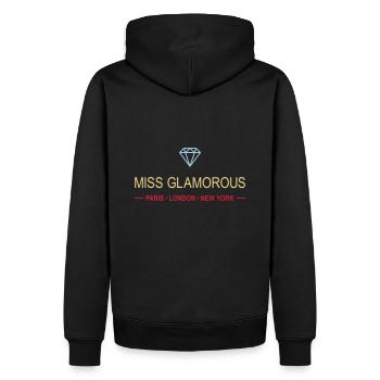 ★ Designfarben änderbar ★ Miss Glamorous (Diamant) - Männer Premium Bio Hoodie - Schwarz - Hinten - Nico (187cm)