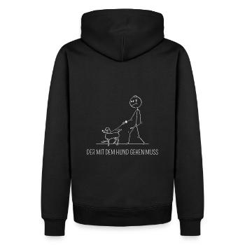 DER MIT DEM HUND GEHEN MUSS Hundebesitzer Spruch - Männer Premium Bio Hoodie - Schwarz - Hinten - Nico (187cm)