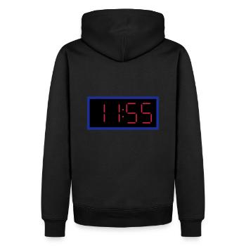 ★ Designfarben änderbar ★ Digitaluhr 11:55 Uhr - Männer Premium Bio Hoodie - Schwarz - Hinten - Nico (187cm)