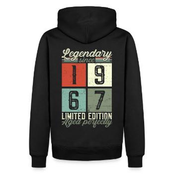 Legendary since 1967 55th birthday gift - Men’s Premium Organic Hoodie - black - Back - Nico (187cm)