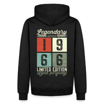 Legendary since 1966 56th birthday gift - Men’s Premium Organic Hoodie - black - Back - Nico (187cm)