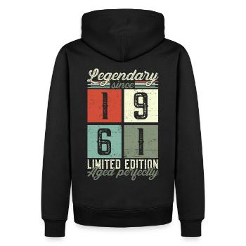 Légendaire depuis 1961 61ème anniversaire cadeau drôle - Sweat à capuche Premium bio Homme - noir - Dos - Nico (187cm)