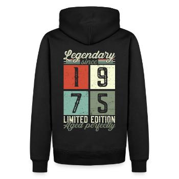 Légendaire depuis 1975 47ème cadeau d’anniversaire - Sweat à capuche Premium bio Homme - noir - Dos - Nico (187cm)