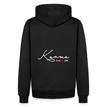 Le karma est de mon côté Déclaration Ironie Idée cadeau - Sweat à capuche Premium bio Homme - noir - Dos - Nico (187cm)