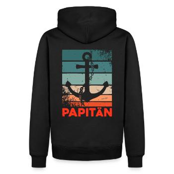 PAPITÄN - Vintage Anker - Ostseeliebe - Männer Premium Bio Hoodie - Schwarz - Hinten - Nico (187cm)