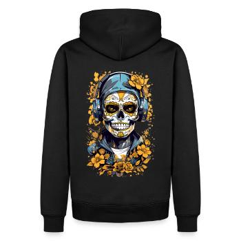 Crâne de sucre doré - Sweat à capuche Premium bio Homme - noir - Dos - Nico (187cm)