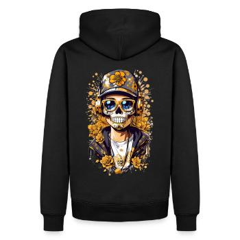 Crâne de sucre doré - Sweat à capuche Premium bio Homme - noir - Dos - Nico (187cm)
