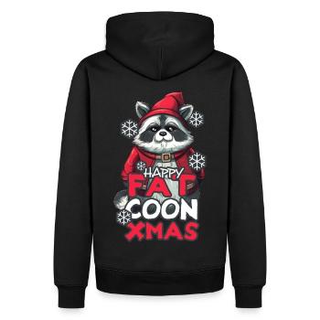 Happy Fat Coon XMAS - Männer Premium Bio Hoodie - Schwarz - Hinten - Nico (187cm)