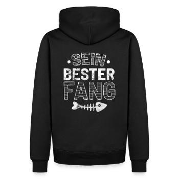Angler Angelfreunde Anglerpaar Sprüche Geschenk - Männer Premium Bio Hoodie - Schwarz - Hinten - Nico (187cm)