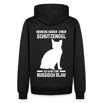 Schutzengel Katze Kater Russisch Blau - Männer Premium Bio Hoodie - Schwarz - Hinten - Nico (187cm)