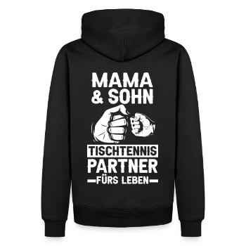 Mama und Sohn Tischtennis - Männer Premium Bio Hoodie - Schwarz - Hinten - Nico (187cm)
