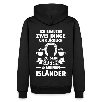 Pferd Reitsport Reiten Pferdesport Kaffee Isländer - Männer Premium Bio Hoodie - Schwarz - Hinten - Nico (187cm)