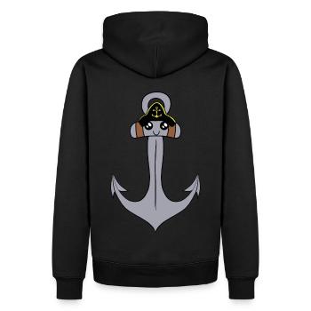 Anker maritim Seefahrer Seemann Kapitän Ahoi - Männer Premium Bio Hoodie - Schwarz - Hinten - Nico (187cm)