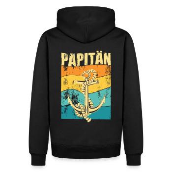 PAPITÄN - Retro Anker - Geschenkidee Papa - Männer Premium Bio Hoodie - Schwarz - Hinten - Nico (187cm)