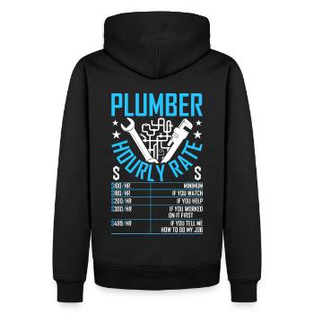 Plombier drôle taux horaire bricoleur plombier - Sweat à capuche Premium bio Homme - noir - Dos - Nico (187cm)