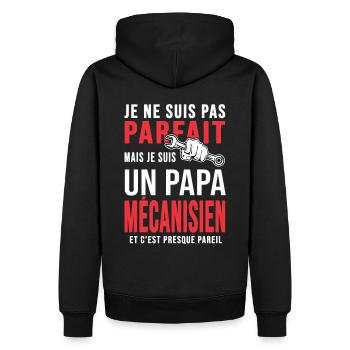 papa mécanisien pas parfait papa mécano mécanique - Sweat à capuche Premium bio Homme - noir - Dos - Nico (187cm)