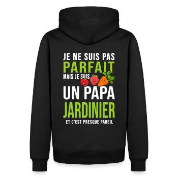 papa jardinier pas parfait papa jardinier jardin - Sweat à capuche Premium bio Homme - noir - Dos - Nico (187cm)