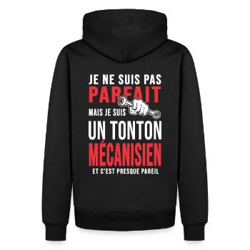 tonton mécanisien parfait oncle mécano mécanique - Sweat à capuche Premium bio Homme - noir - Dos - Nico (187cm)