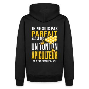 tonton abeille pas parfait oncle miel apiculteur - Sweat à capuche Premium bio Homme - noir - Dos - Nico (187cm)