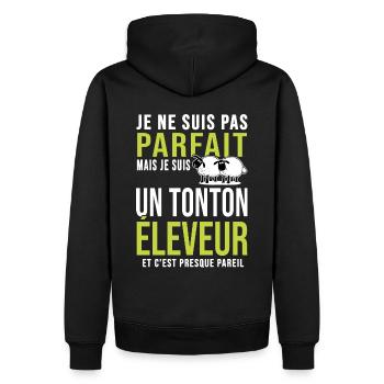 pas parfait tonton oncle éleveur brebis mouton - Sweat à capuche Premium bio Homme - noir - Dos - Nico (187cm)