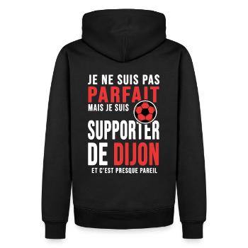 supporter foot Dijon humour football dijonnais - Sweat à capuche Premium bio Homme - noir - Dos - Nico (187cm)