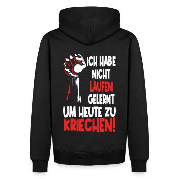 Ich habe nicht laufen gelernt um heute zu kriechen - Männer Premium Bio Hoodie - Schwarz - Hinten - Nico (187cm)