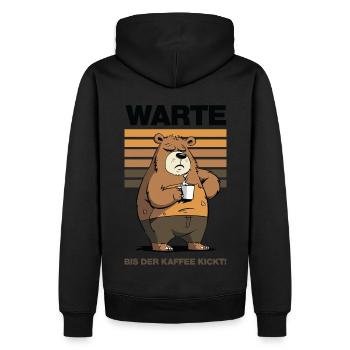 Warte Bis Der Kaffee Kickt - dunkel - Männer Premium Bio Hoodie - Schwarz - Hinten - Nico (187cm)