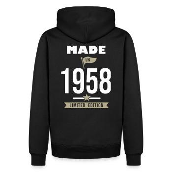 MADE IN 1958 cadeau anniversaire 63 ans - Sweat à capuche Premium bio Homme - noir - Dos - Nico (187cm)