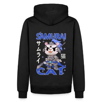 Samurai Cat japan cat - Männer Premium Bio Hoodie - Schwarz - Hinten - Nico (187cm)