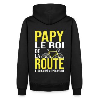Papy Cycliste vélo grand père velo - Sweat à capuche Premium bio Homme - noir - Dos - Nico (187cm)
