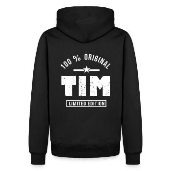 Tim original cadeau personnalisé prénom tim - Sweat à capuche Premium bio Homme - noir - Dos - Nico (187cm)