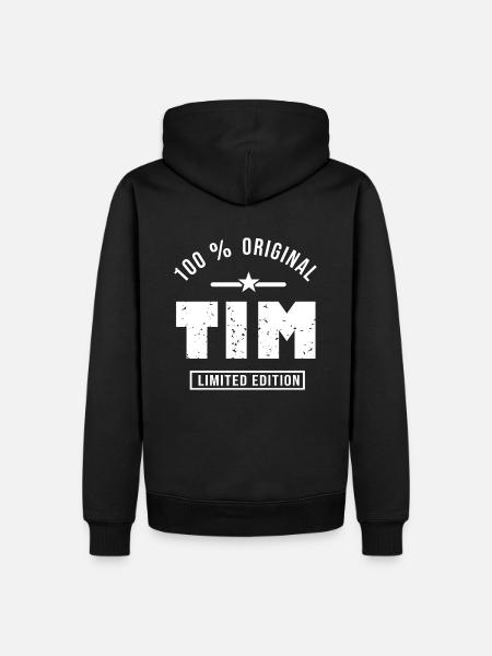 Tim original personalisiertes Geschenk Vorname tim - Männer Premium Bio Hoodie - Schwarz