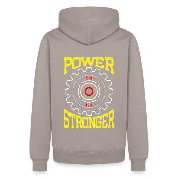 Stärkere Leistung - Männer Premium Bio Hoodie - Taupe - Hinten - Nico (187cm)