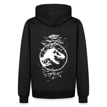 Logo Jurassic World en blanc avec T-Rex sous l’eau - Sweat à capuche Premium bio Homme - noir - Dos - Nico (187cm)