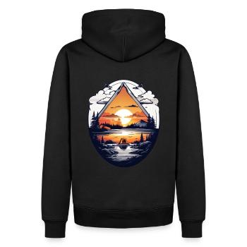 Camping Zeit - Männer Premium Bio Hoodie - Schwarz - Hinten - Nico (187cm)
