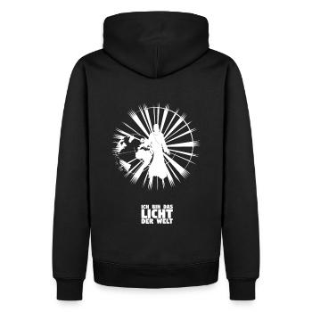 Licht der Welt - Deutsch - Männer Premium Bio Hoodie - Schwarz - Hinten - Nico (187cm)