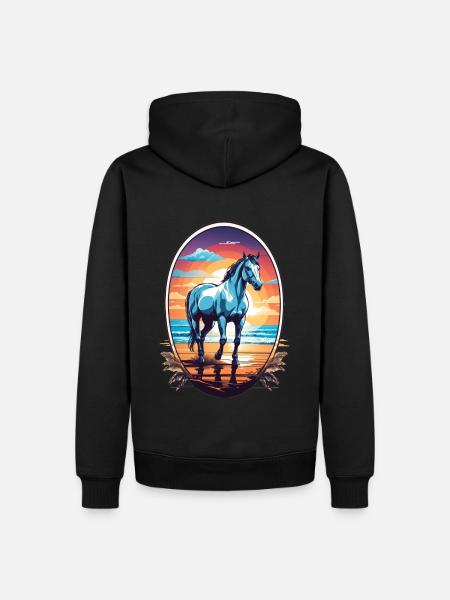 Horse on the beach - Men’s Premium Organic Hoodie - black