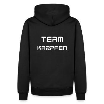 Team Karpfen für Karpfenangler als Geschenkidee - Männer Premium Bio Hoodie - Schwarz - Hinten - Nico (187cm)