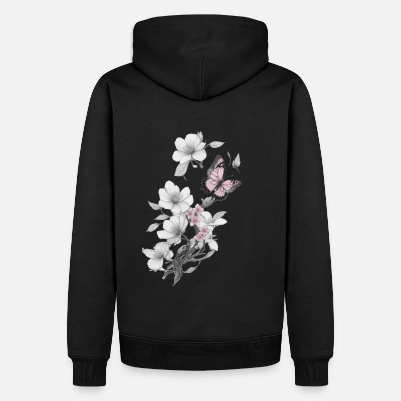 Papillon avec fleur - Sweat à capuche Premium bio Homme - noir