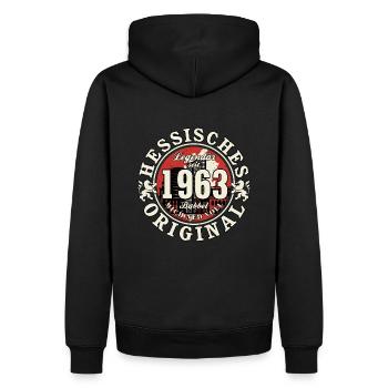 60. Geburtstag 2023 Hessisches Original Geschenk - Männer Premium Bio Hoodie - Schwarz - Hinten - Nico (187cm)