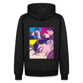 Kuss Schritt für Schritt - Männer Premium Bio Hoodie - Schwarz - Hinten - Nico (187cm)