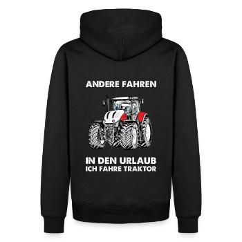 Traktor Treckerfahrer Traktoren Spruch - Männer Premium Bio Hoodie - Schwarz - Hinten - Nico (187cm)