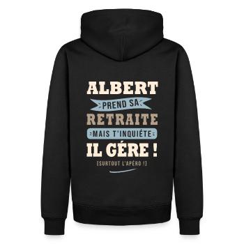Albert humour retraite cadeau retraité - Sweat à capuche Premium bio Homme - noir - Dos - Nico (187cm)