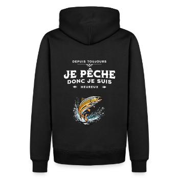 I fish therefore I am happy - Men’s Premium Organic Hoodie - black - Back - Nico (187cm)