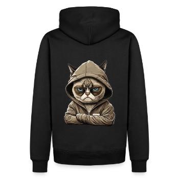 Mitarbeiter Arbeitskollegen Teenager Katzen - Männer Premium Bio Hoodie - Schwarz - Hinten - Nico (187cm)