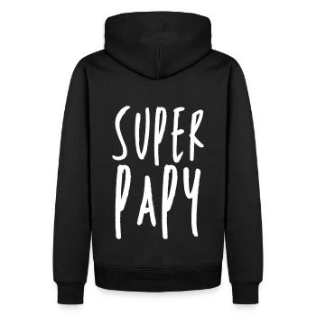 super papy humour papy cadeau grand-père - Sweat à capuche Premium bio Homme - noir - Dos - Nico (187cm)